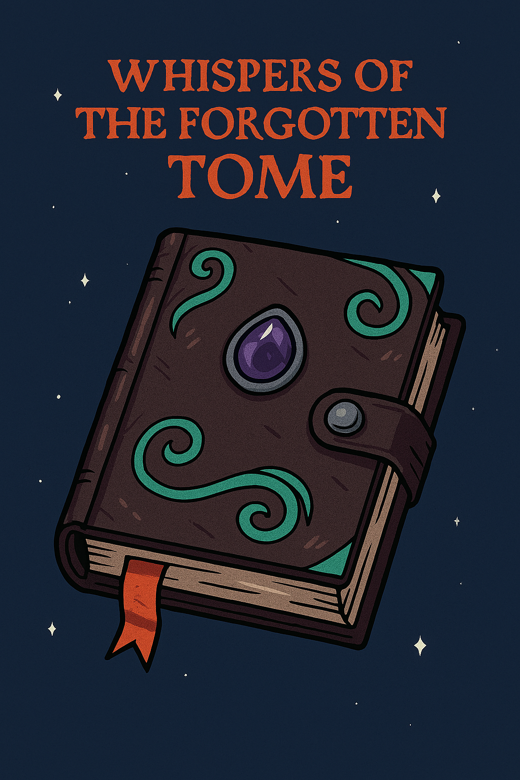 An ancient, leather-bound book with glowing runes and spectral wisps rising from its pages, set against a dark, star-speckled background.